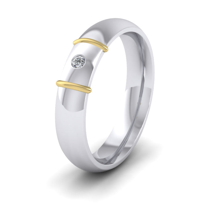 <p>18ct White And Yellow Gold  Wedding Ring.  5mm Wide And Court Shaped For Comfortable Fitting</p>