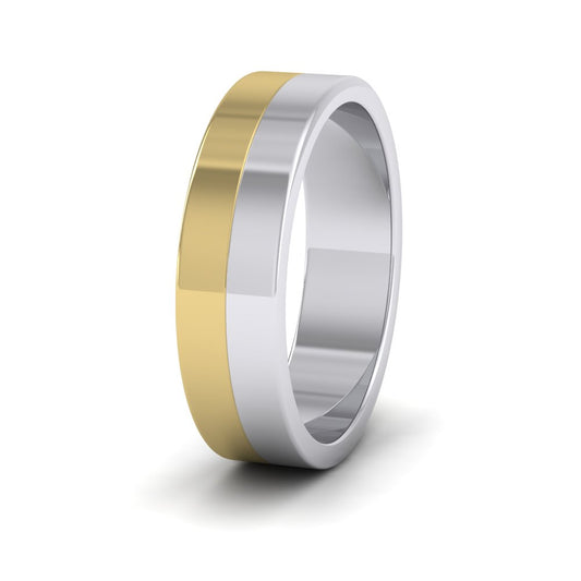 <p>9ct White And Yellow Gold Half And Half Two Colour Flat Wedding Ring.  6mm Wide </p>