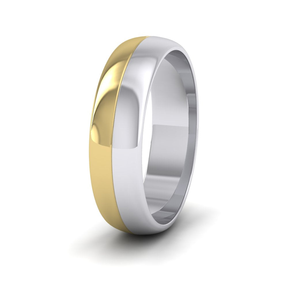 Half And Half Two Colour 18ct White And Yellow Gold 6mm Wedding Ring ...