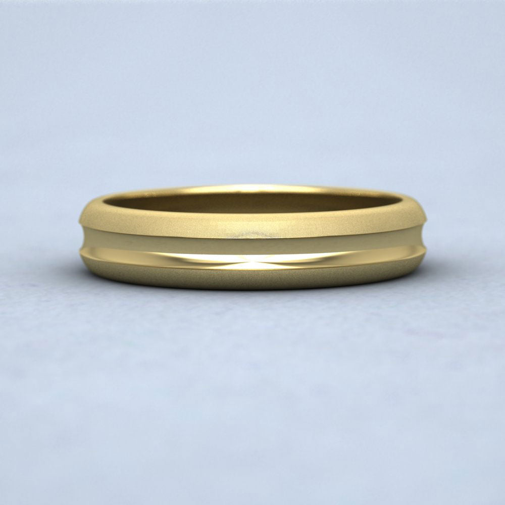 Bullnose Groove Pattern 9ct Yellow Gold 4mm Wedding Ring Down View