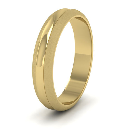 Bullnose Groove Pattern 18ct Yellow Gold 4mm Wedding Ring