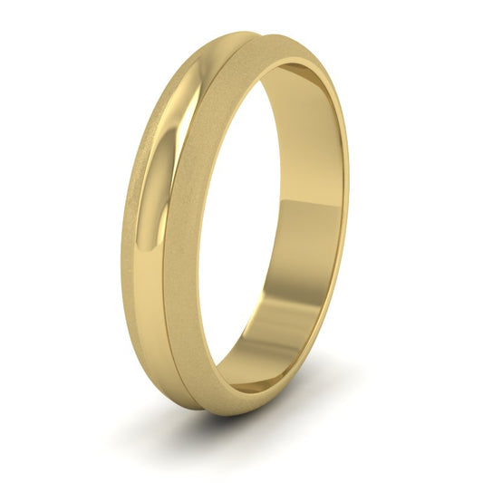 Bullnose Groove Pattern 14ct Yellow Gold 4mm Wedding Ring