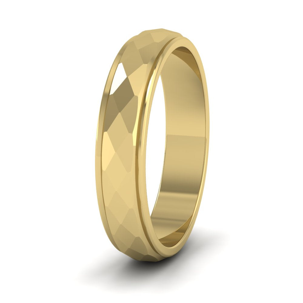 Facet And Line Pattern 22ct Yellow Gold 4mm Wedding Ring