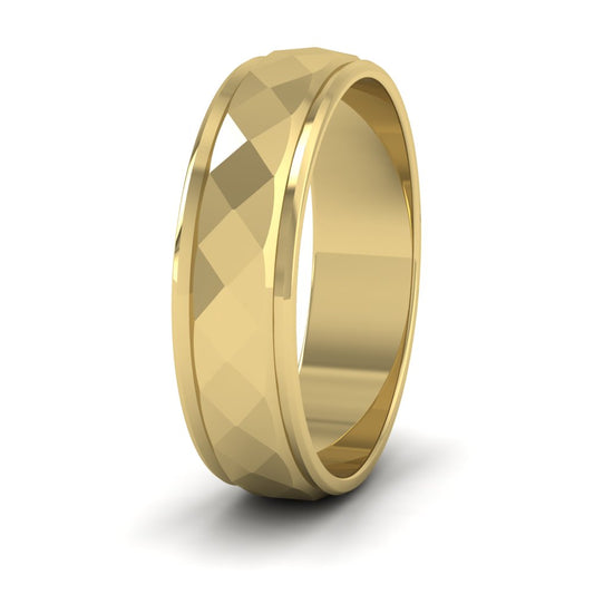 Facet And Line Pattern 22ct Yellow Gold 6mm Wedding Ring