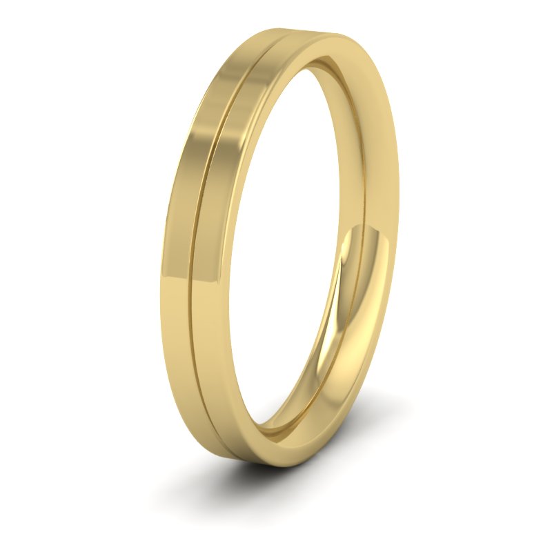 18ct Yellow Gold 3mm Wedding Ring With Line