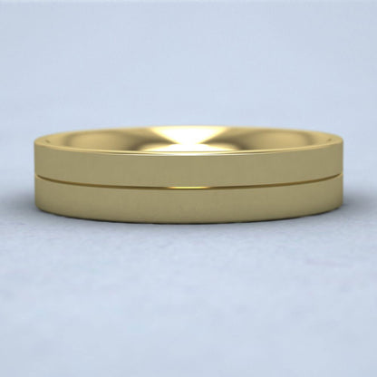 14ct Yellow Gold 5mm Wedding Ring With Line G Down View