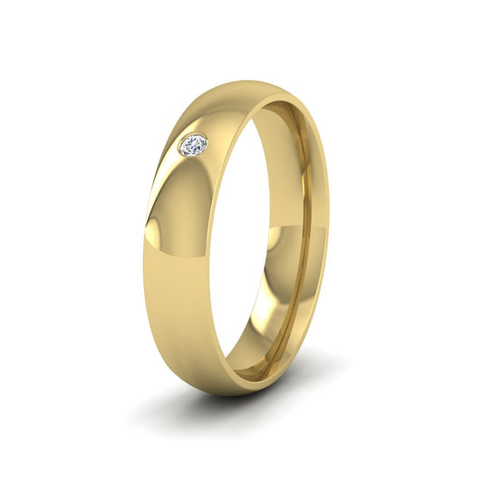 Single Flush Diamond Set 9ct Yellow Gold 5mm Wedding Ring