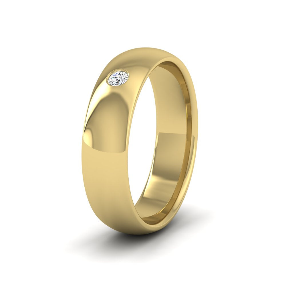 Single Flush Diamond Set 14ct Yellow Gold 6mm Wedding Ring