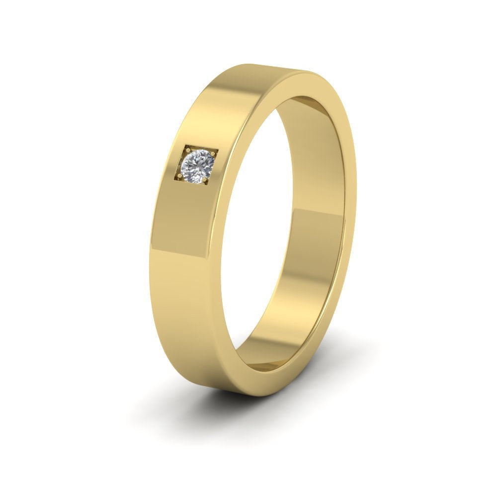 Single Diamond With Square Setting 18ct Yellow Gold 4mm Wedding Ring