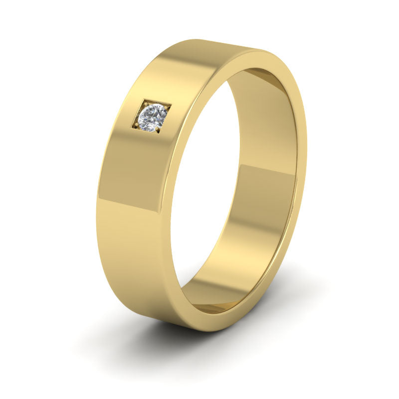 Single Diamond With Square Setting 18ct Yellow Gold 6mm Wedding Ring