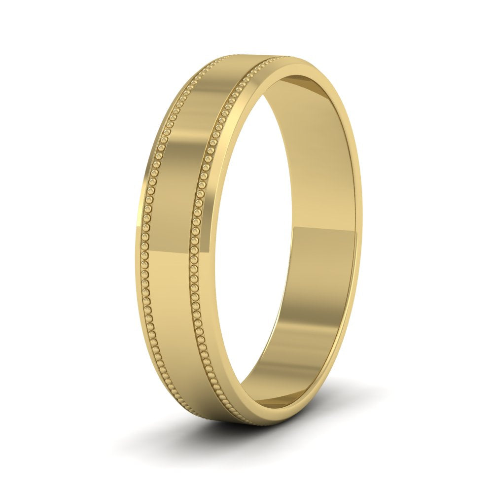 Bevelled Edge And Millgrain Pattern 22ct Yellow Gold 4mm Flat Wedding Ring