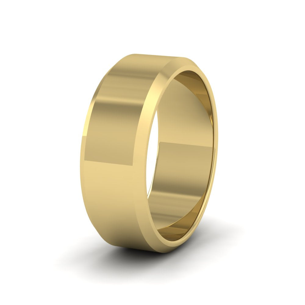 Bevelled Edge 18ct Yellow Gold 8mm Wedding Ring