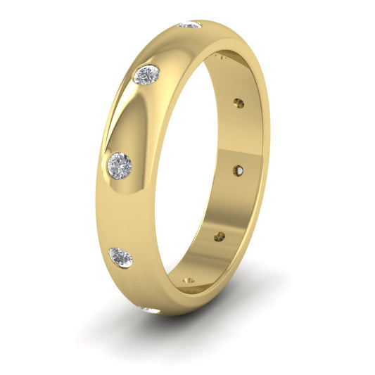 Ten Diamond Set Flush 14ct Yellow Gold 4mm Wedding Ring