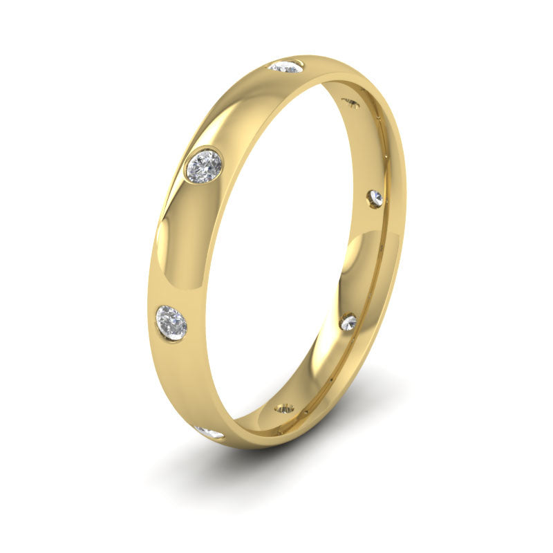 Eight Diamond Set 14ct Yellow Gold 3mm Wedding Ring