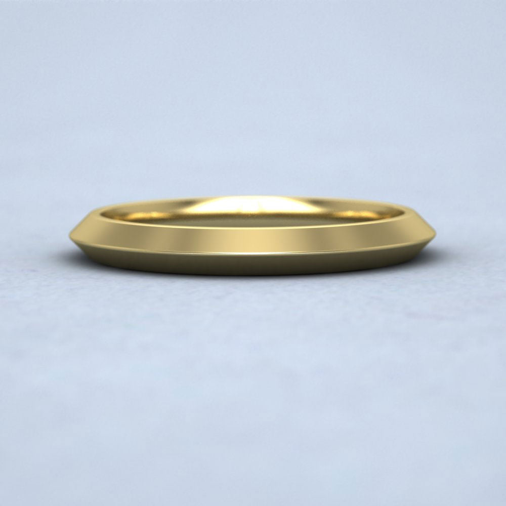 Knife Edge Shape 14ct Yellow Gold 2.5mm Wedding Ring Down View