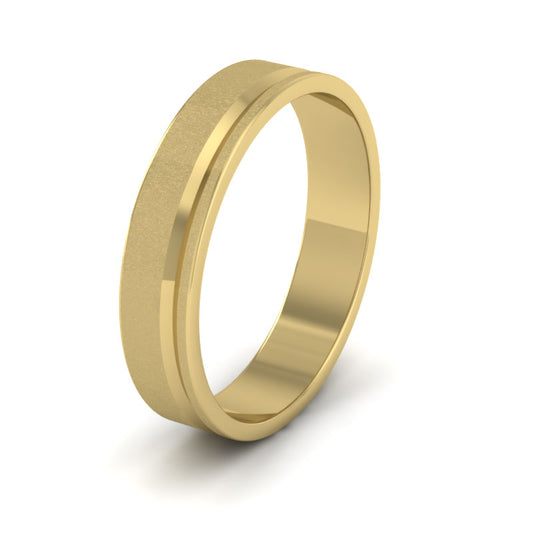 Asymmetric Line Pattern 18ct Yellow Gold 4mm Flat Wedding Ring