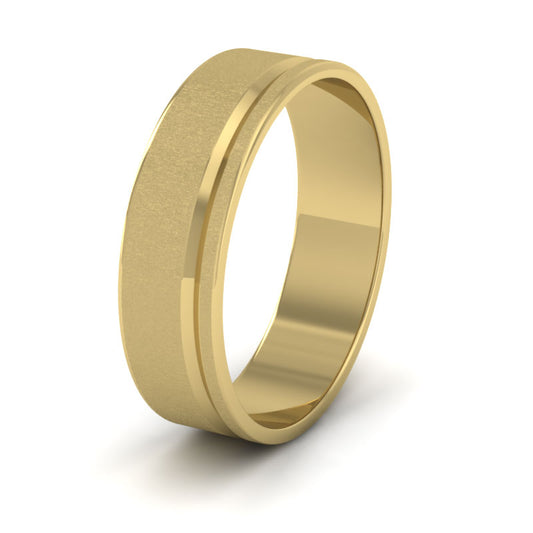 Asymmetric Line Pattern 9ct Yellow Gold 6mm Flat Wedding Ring