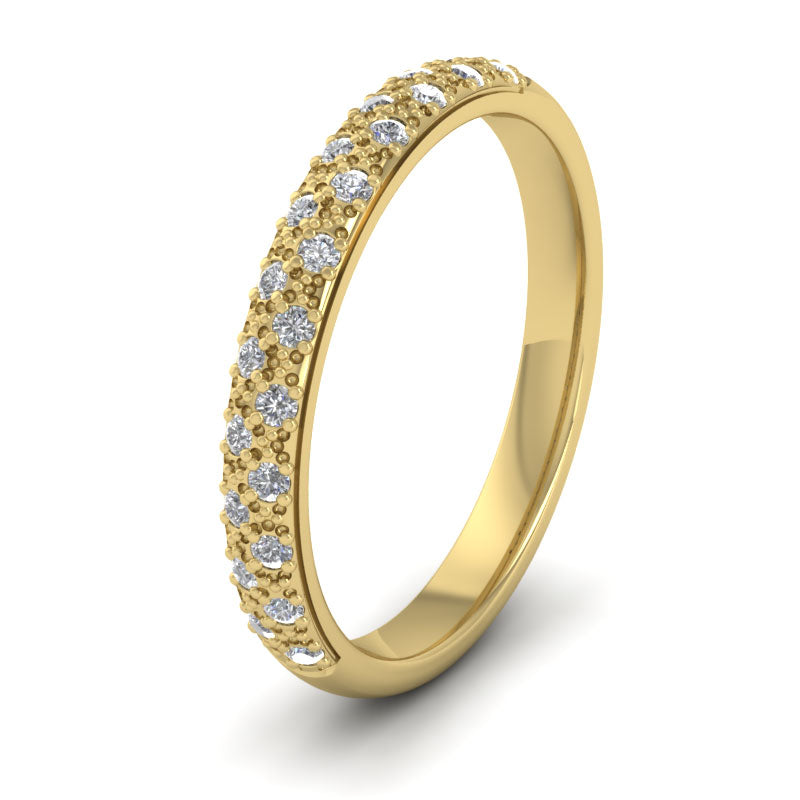 <p>18ct Yellow Gold Pave Set Diamond (0.176ct) Wedding Ring.  25mm Wide And Court Shaped For Comfortable Fitting</p>