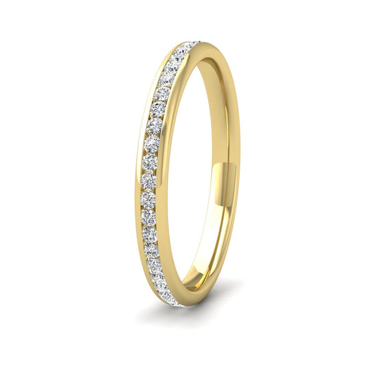 <p>9ct Yellow Gold Full Channel Set 0.44ct Round Brilliant Cut Diamond Wedding Ring.  225mm Wide And Court Shaped For Comfortable Fitting</p>