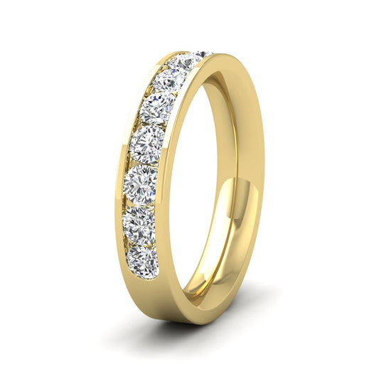 <p>18ct Yellow Gold Half Channel Set 1ct Round Brilliant Cut Diamond Wedding Ring.  4mm Wide And Court Shaped For Comfortable Fitting</p>