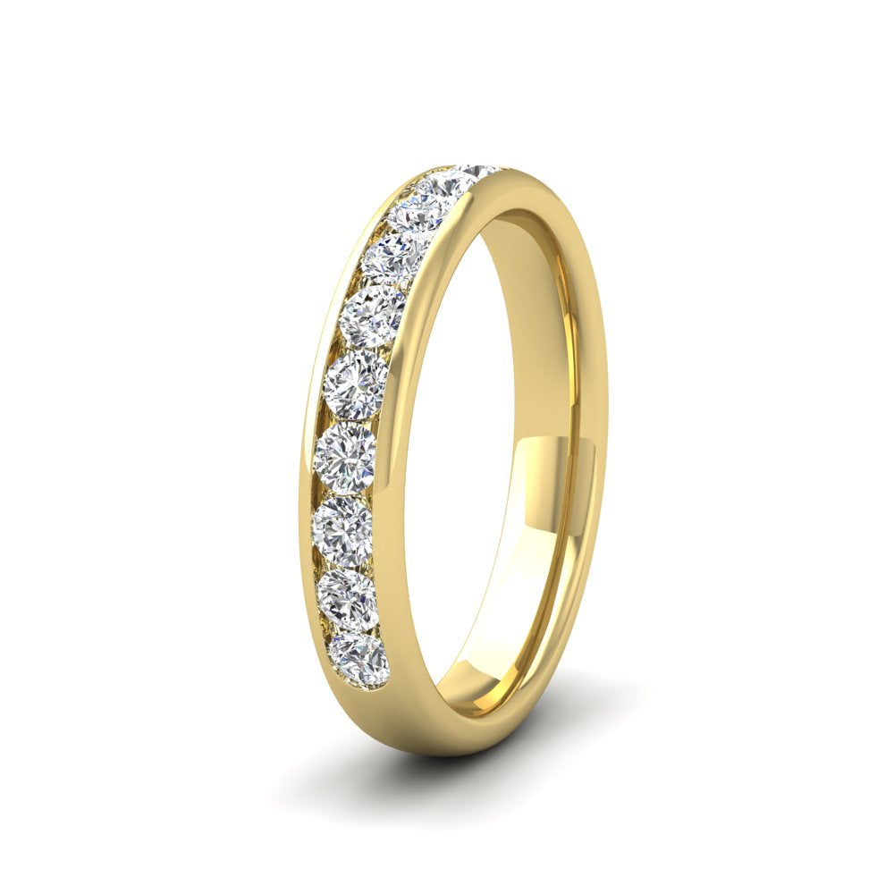 <p>18ct Yellow Gold Ten Stone 0.5ct Channel Set Diamond (10 diamonds) Wedding Ring.  35mm Wide And Court Shaped For Comfortable Fitting</p>