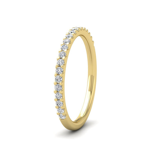 <p>18ct Yellow Gold Round Claw 0.25ct Half Diamond Set Wedding Ring.  2mm Wide And Court Shaped For Comfortable Fitting</p>