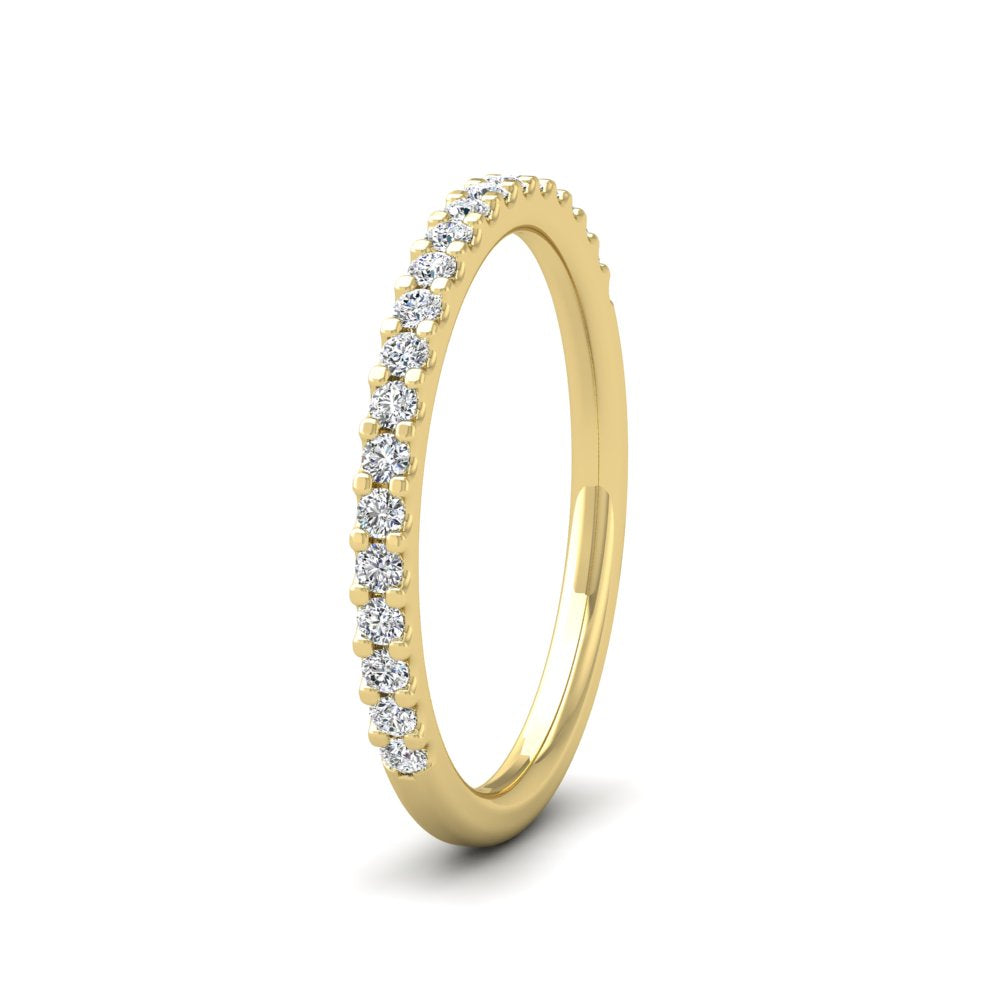 <p>9ct Yellow Gold Round Claw 0.25ct Half Diamond Set Wedding Ring.  2mm Wide And Court Shaped For Comfortable Fitting</p>