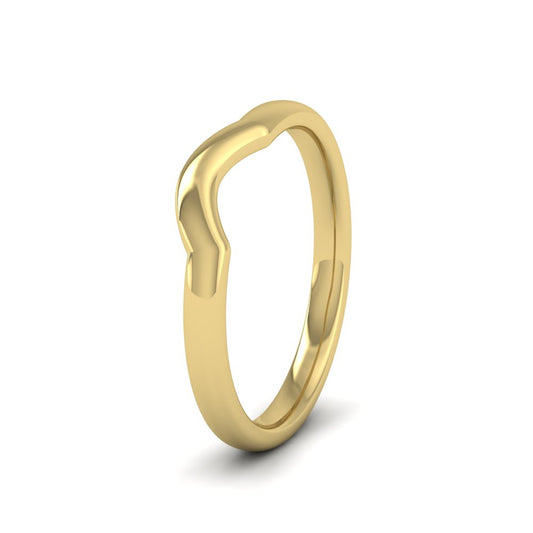 <p>9ct Yellow Gold Curved To Fit Wedding Ring.  225mm Wide And Court Shaped For Comfortable Fitting.  Suitable For Fitting Next To Single Stone Rings Where The Stone And Setting Protrude Up To 2.5mm Away From The Edge Of The Ring.</p>