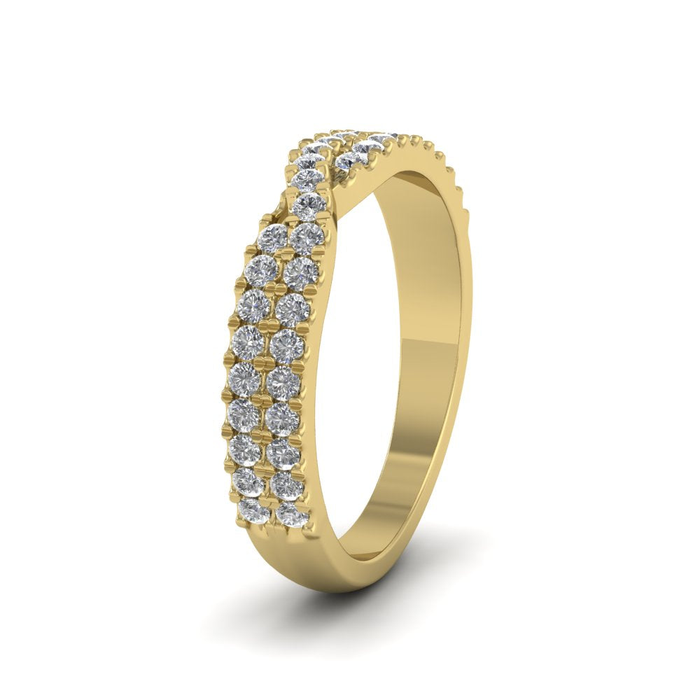 <p>9ct Yellow Gold Crossover Diamond Claw Set Ring.  35mm Wide </p>