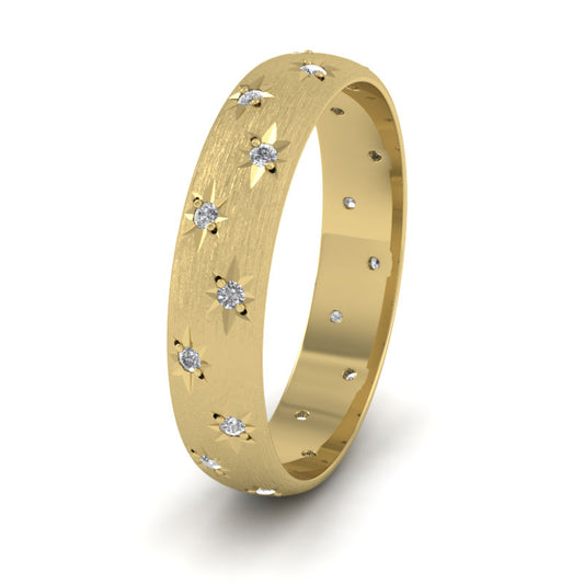 Star And Diamond Set 22ct Yellow Gold 4mm Wedding Ring