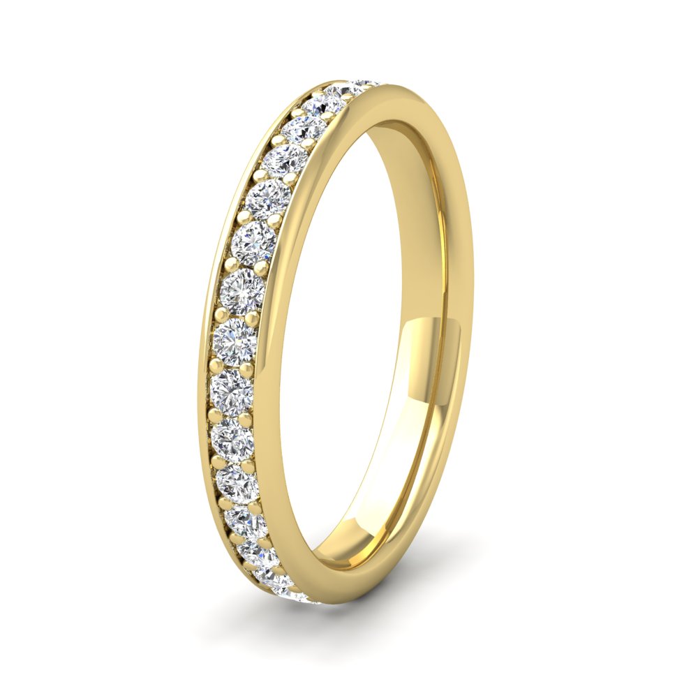 <p>18ct Yellow Gold Full Bead Set 0.7ct Round Brilliant Cut Diamond Ring. 3mm Wide And Court Shaped For Comfortable Fitting</p>
