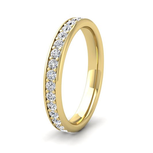 <p>18ct Yellow Gold Full Bead Set 0.7ct Round Brilliant Cut Diamond Ring. 3mm Wide And Court Shaped For Comfortable Fitting</p>