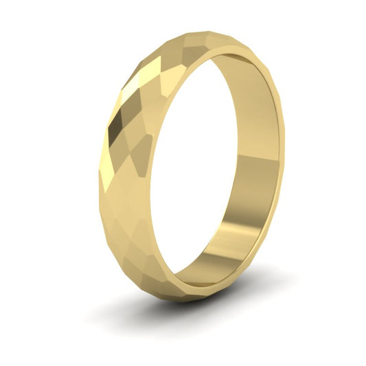 Facetted Harlequin Design 9ct Yellow Gold 4mm Wedding Ring