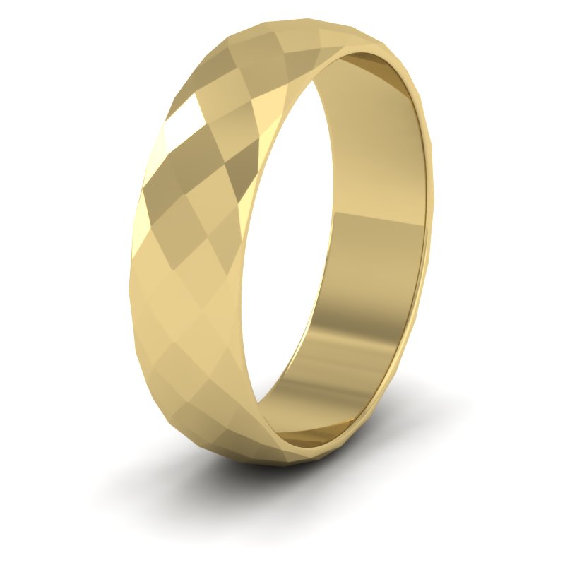 Facetted Harlequin Design 14ct Yellow Gold 6mm Wedding Ring