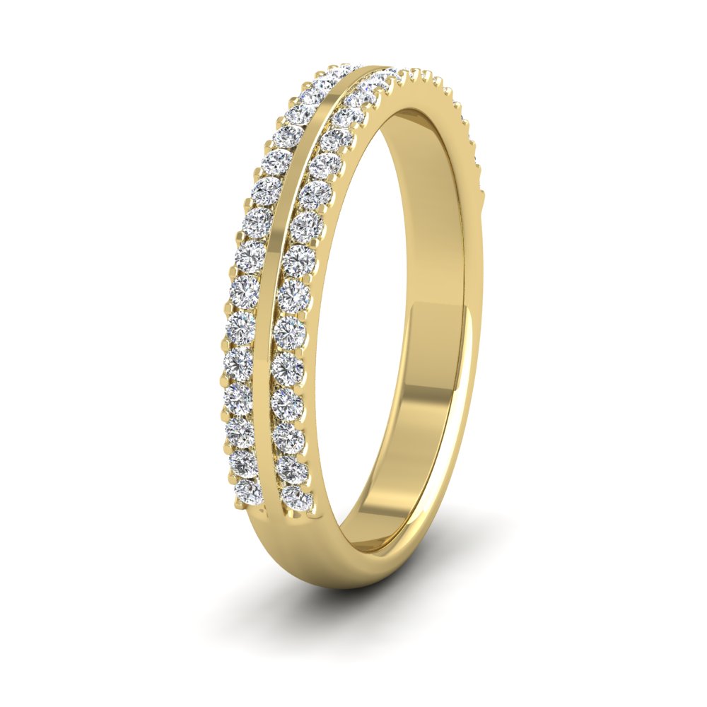 <p>18ct Yellow Gold Double Edge Half Claw Set Diamond Ring (0.46ct) .  3mm Wide And Court Shaped For Comfortable Fitting</p>