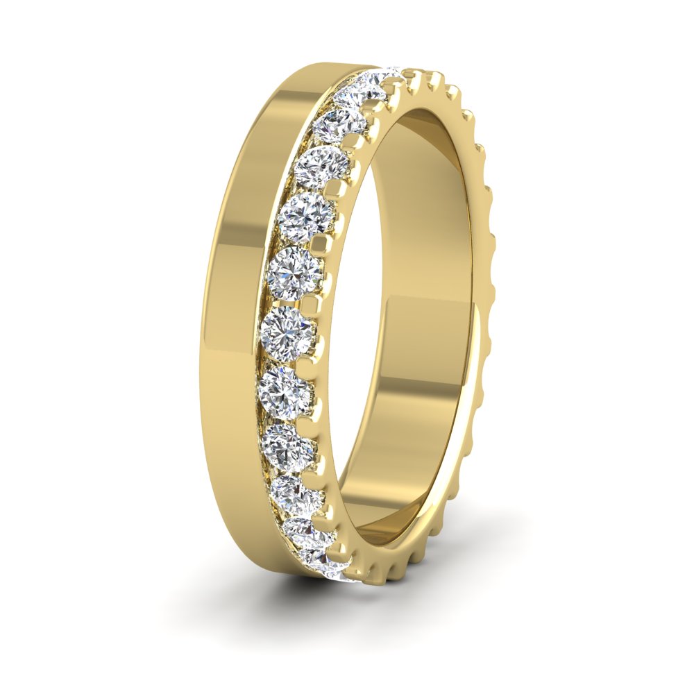 <p>18ct Yellow Gold Asymmetric Full Claw Set Diamond Ring (0.98ct) .  45mm Wide And Court Shaped For Comfortable Fitting</p>