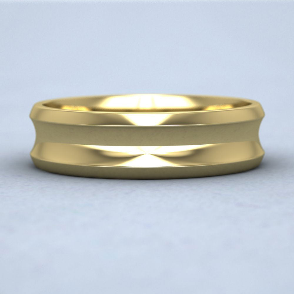 Concave 9ct Yellow Gold 6mm Wedding Ring Down View