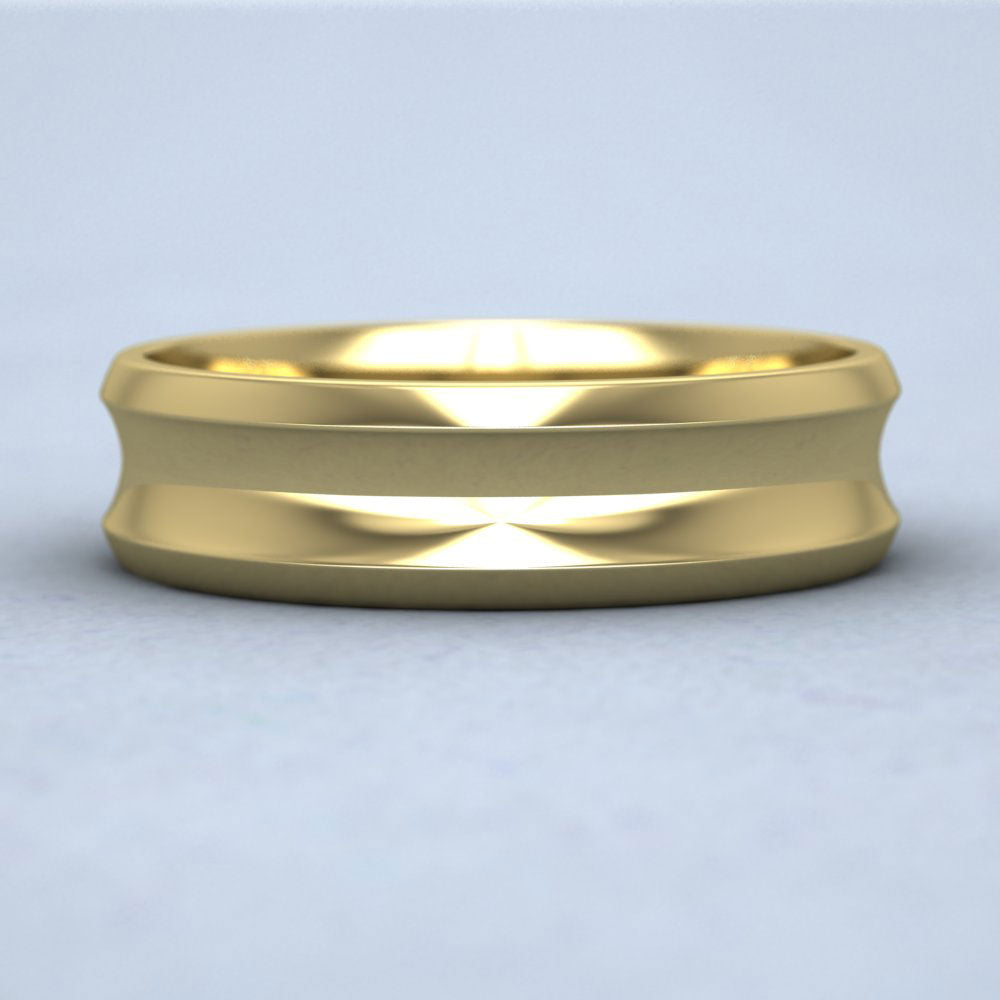 Concave 18ct Yellow Gold 6mm Wedding Ring Down View