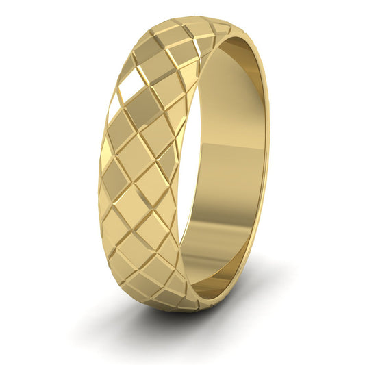 Facet And Line Harlequin Design 9ct Yellow Gold 6mm Wedding Ring