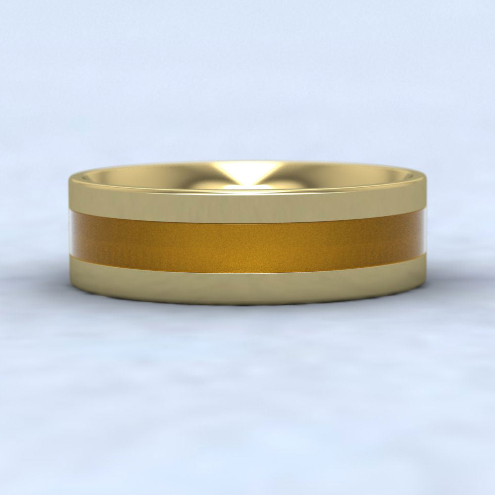Gold Enamelled 18ct Yellow Gold 7mm Wedding Ring Down View