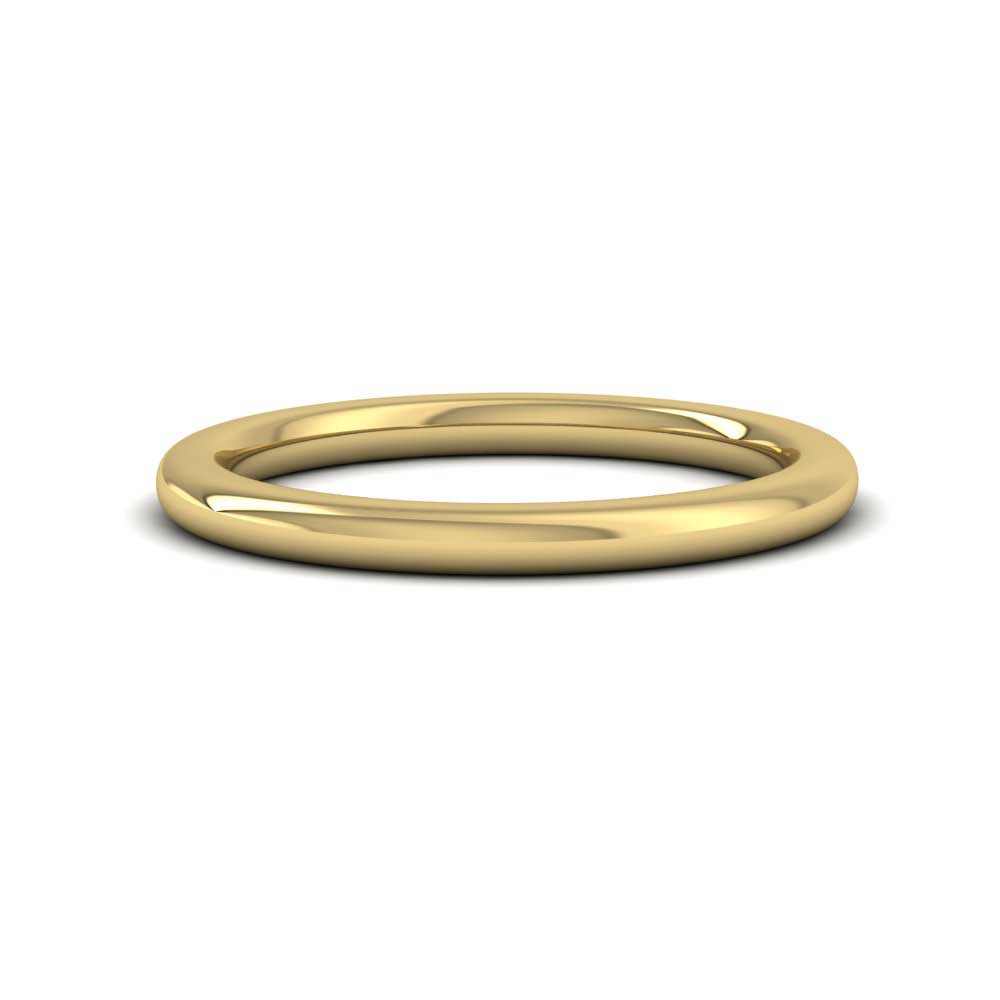 9ct Yellow Gold 2mm Cushion Court Shape (Comfort Fit) Super Heavy Weight Wedding Ring Down View