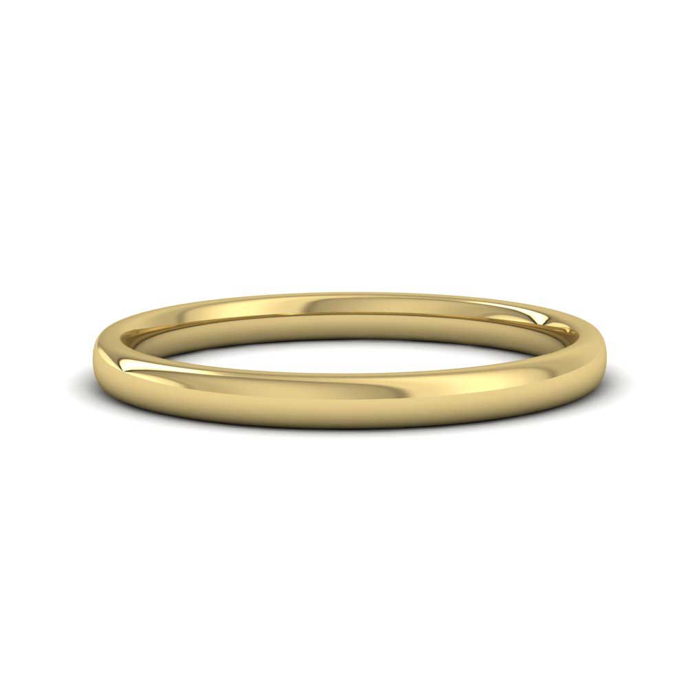 9ct Yellow Gold 2mm Cushion Court Shape (Comfort Fit) Classic Weight Wedding Ring Down View