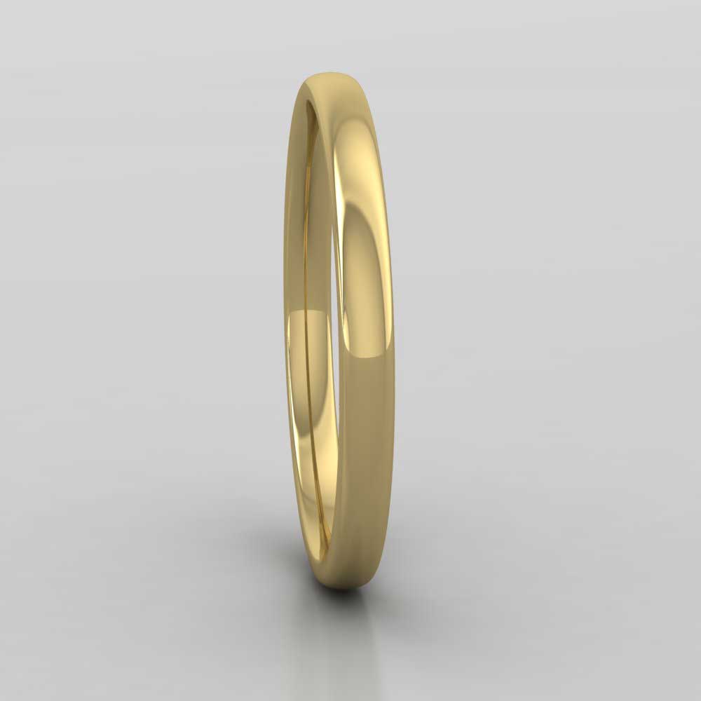 9ct Yellow Gold 2mm Cushion Court Shape (Comfort Fit) Classic Weight Wedding Ring Right View