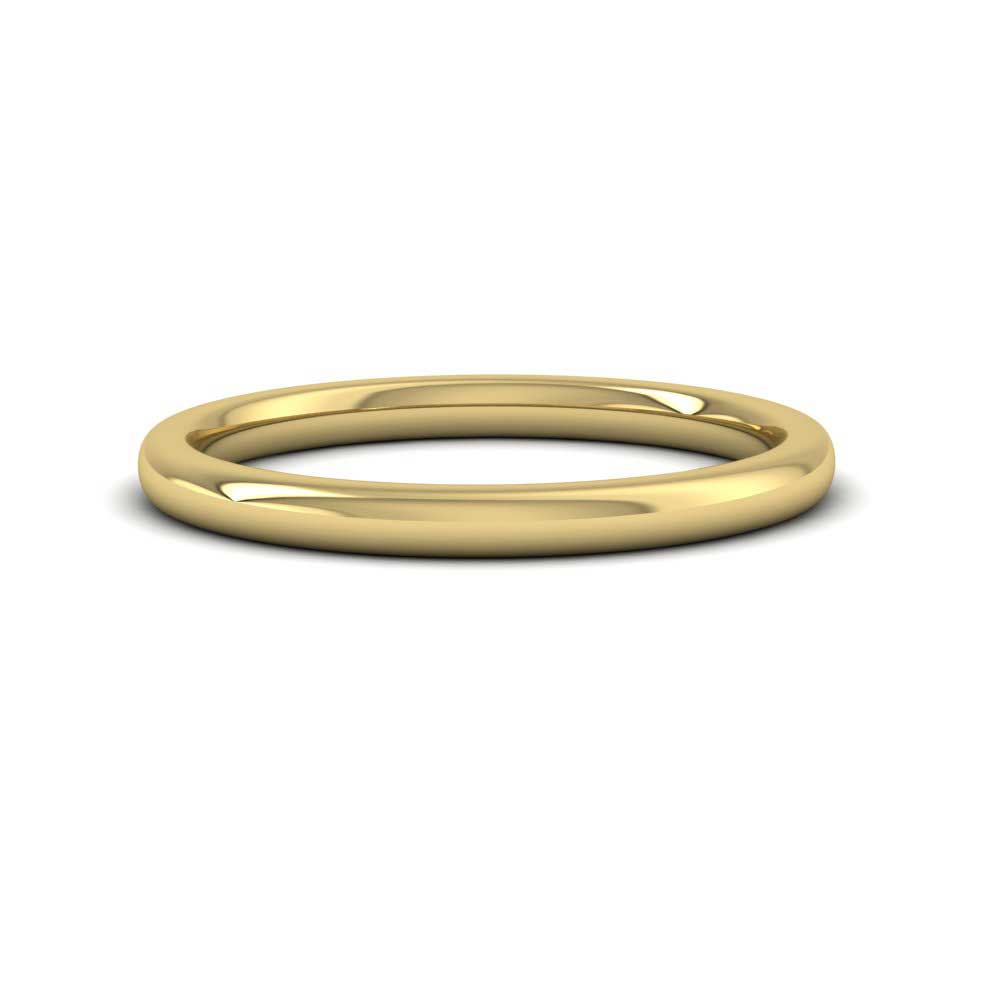 9ct Yellow Gold 2mm Cushion Court Shape (Comfort Fit) Extra Heavy Weight Wedding Ring Down View