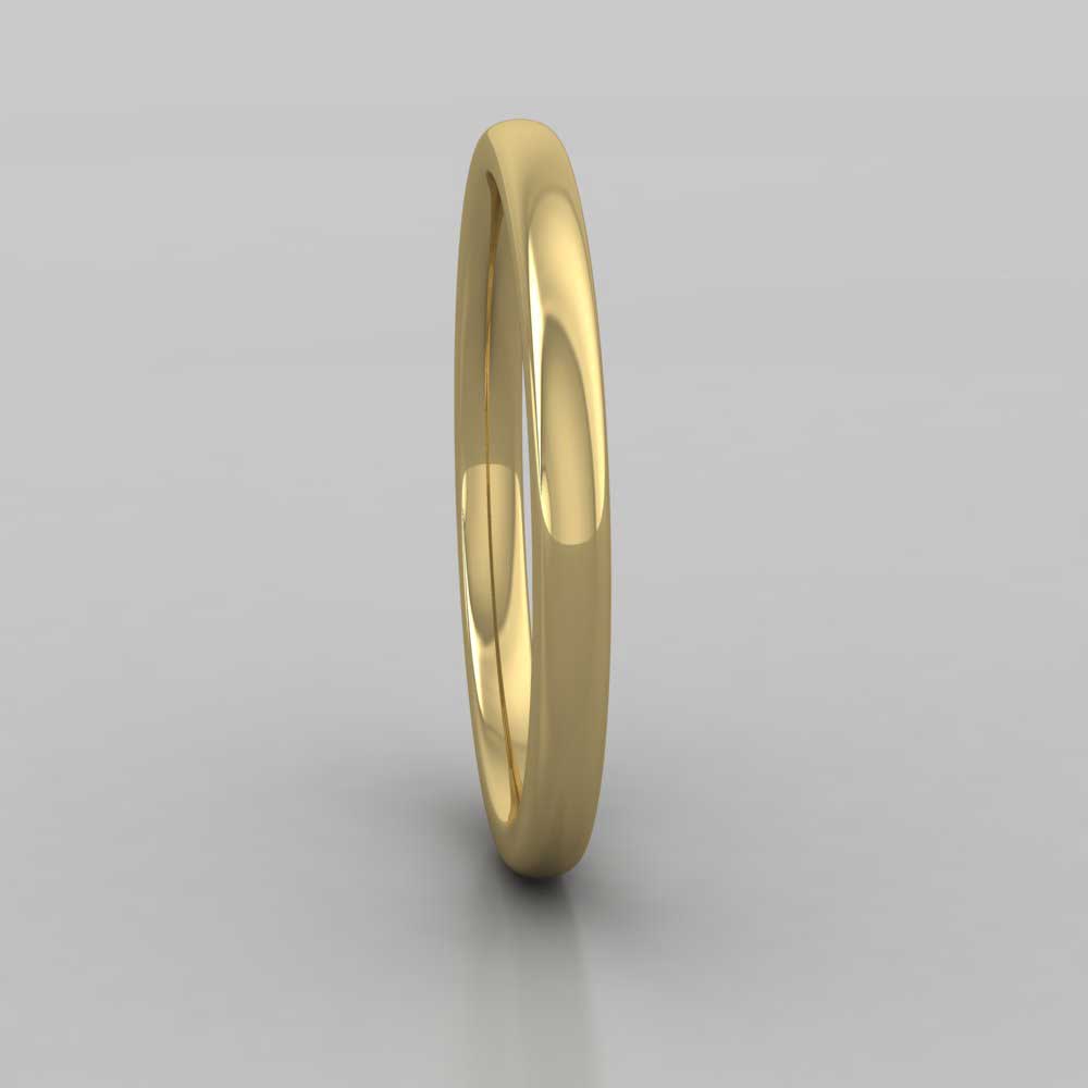 22ct Yellow Gold 2mm Cushion Court Shape (Comfort Fit) Extra Heavy Weight Wedding Ring Right View