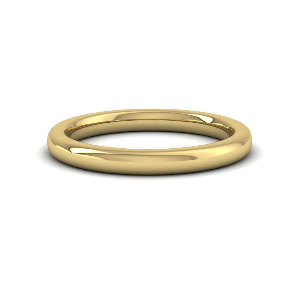 9ct Yellow Gold 2.5mm Cushion Court Shape (Comfort Fit) Super Heavy Weight Wedding Ring Down View