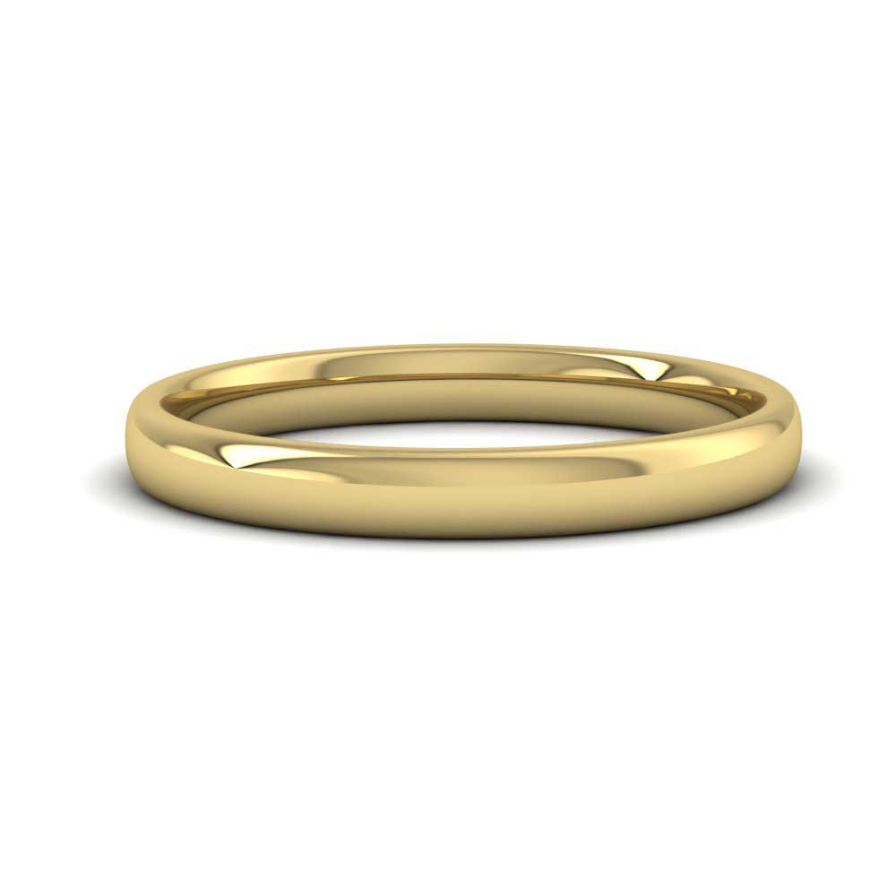 9ct Yellow Gold 2.5mm Cushion Court Shape (Comfort Fit) Classic Weight Wedding Ring Down View
