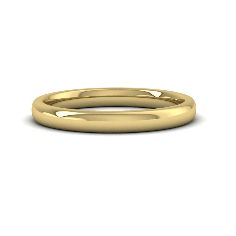 9ct Yellow Gold 2.5mm Cushion Court Shape (Comfort Fit) Extra Heavy Weight Wedding Ring Down View