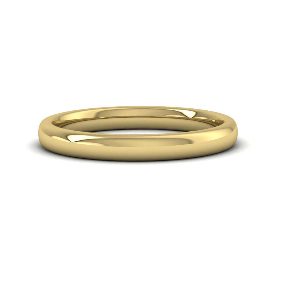 18ct Yellow Gold 2.5mm Cushion Court Shape (Comfort Fit) Extra Heavy Weight Wedding Ring Down View