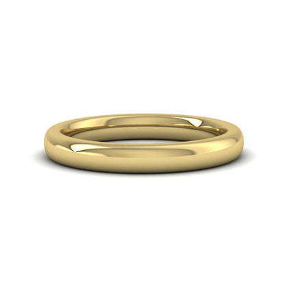 9ct Yellow Gold 3mm Cushion Court Shape (Comfort Fit) Super Heavy Weight Wedding Ring Down View